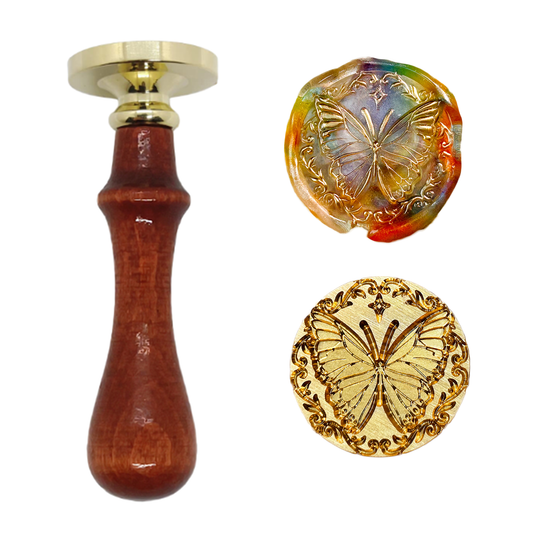 Wax Seal Stamp Kit Brass Head for Wedding Invitation Sealing Gift Wrap Envelope (Butterfly specimens)