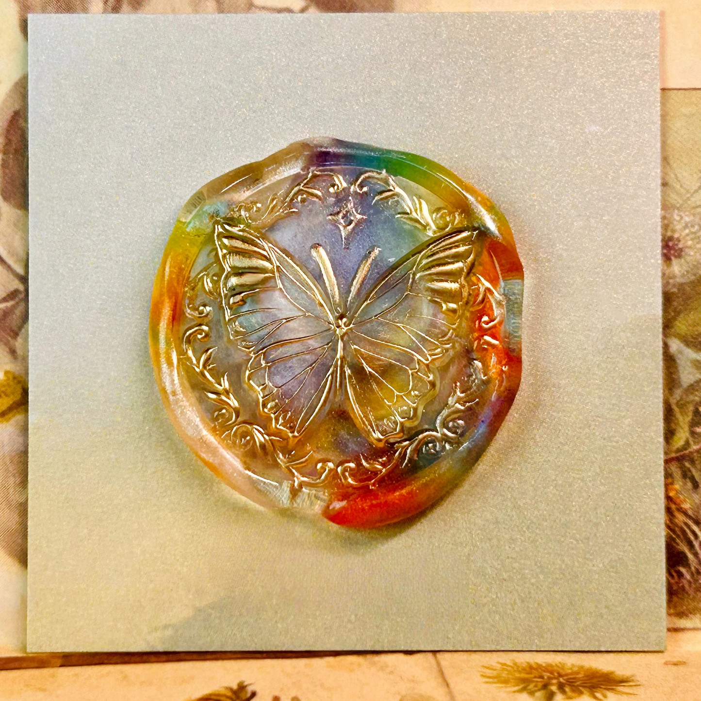 Wax Seal Stamp Kit Brass Head for Wedding Invitation Sealing Gift Wrap Envelope (Butterfly specimens)